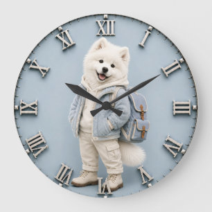 Cute Samoyed Puppy dog Large Clock