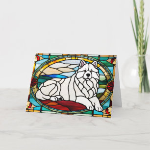 Cute Samoyed Stained Glass Card