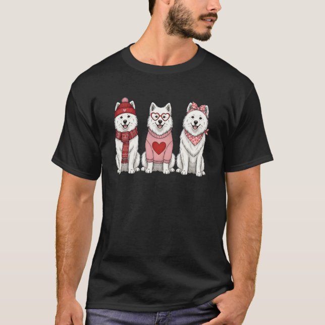 Cute Samoyed Valentine Dog T-Shirt (Front)