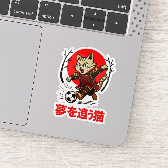 Cute Samurai Cat Soccer - For Laptops & Water Bott (Detail)