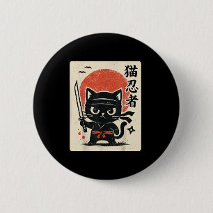 Cute Samurai Ninja Cat Warrior Japanese Anime Funn 2 Inch Round Button