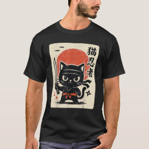 Cute Samurai Ninja Cat Warrior Japanese Anime Gift T-Shirt