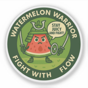 Cute Samurai Watermelon Japanese Theme Art