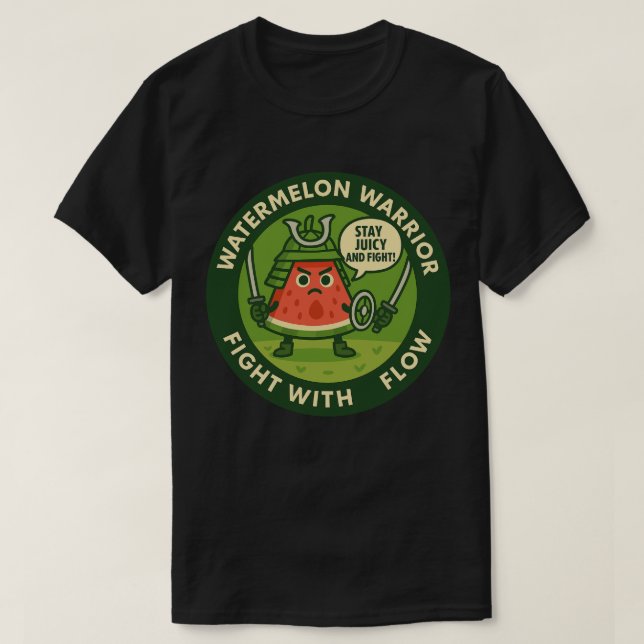 Cute Samurai Watermelon Japanese Theme Art T-Shirt (Design Front)