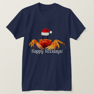 Cute Sand Crab in Santa Hat T-Shirt