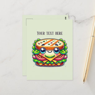 Cute sandwich lovers add text  postcard