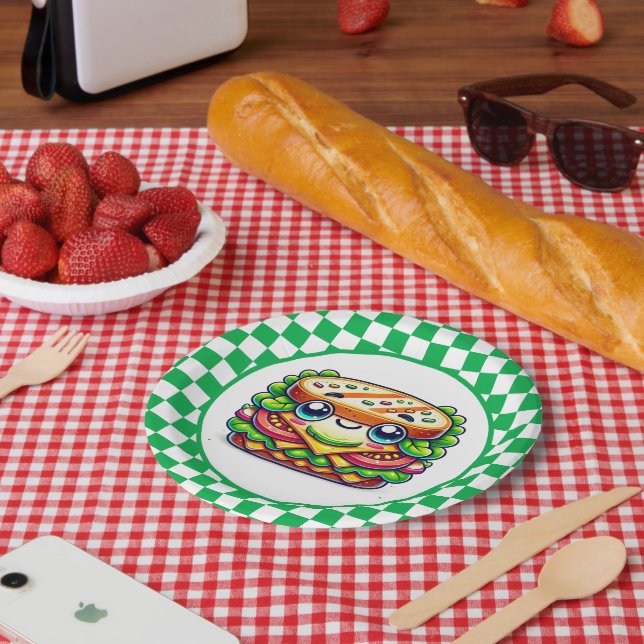 Cute sandwich picnic party paper plate (Picnic)