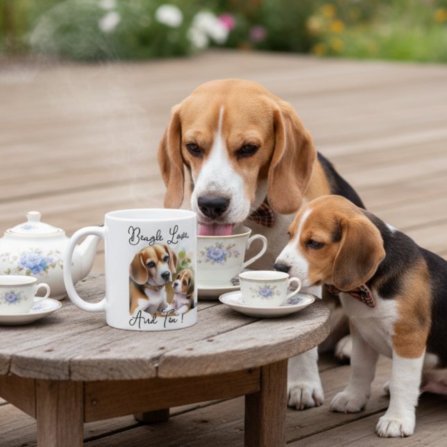Cute Sandy Browns Tea and Beagle Love Coffee Mug (Creator Uploaded)