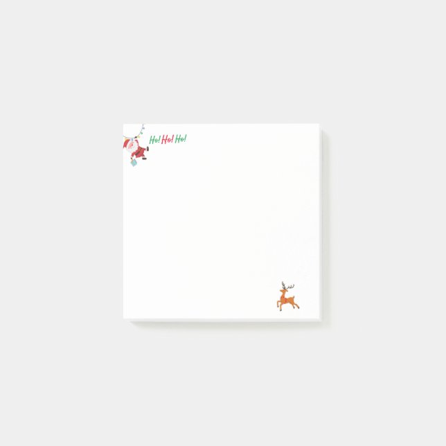 Cute Santa and a Happy Reindeer  Post-it Notes (Front)