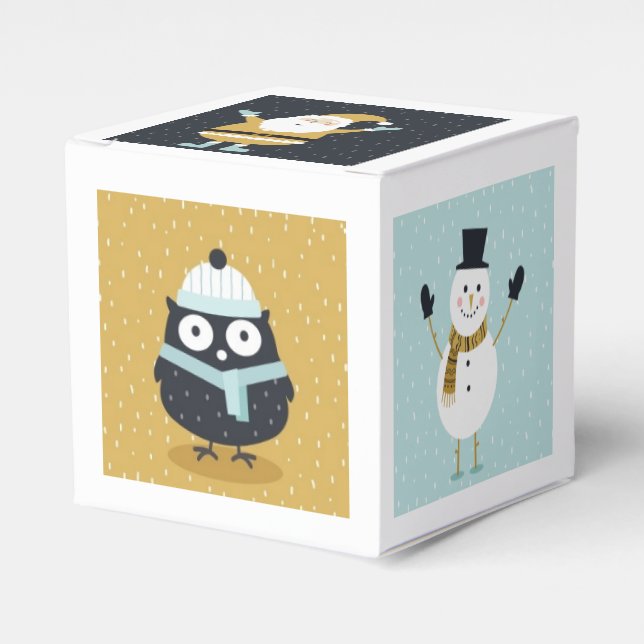 Cute Santa and Animals Art Christmas Kids Favor Box (Front Side)