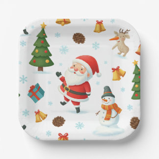 Cute Santa and Christmas Event Paper Plates