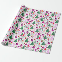Cute Santa and Christmas Trees Watercolor Pattern