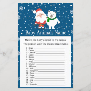 Cute santa and polar bear Baby Animals Name Game