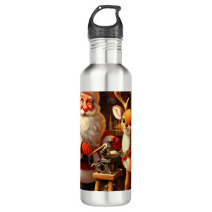 Cute Santa and Reindeer  710 Ml Water Bottle