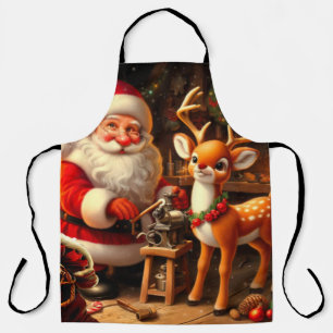 Cute Santa and Reindeer  Apron