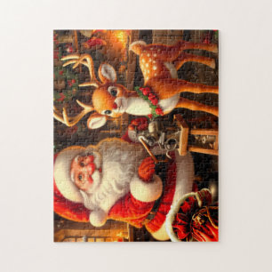 Cute Santa and Reindeer  Jigsaw Puzzle