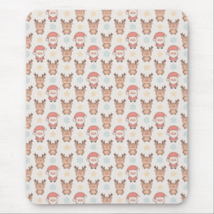 Cute Santa and Reindeer Pattern Mouse Pad