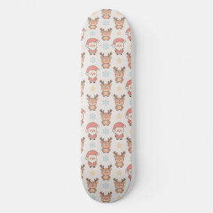 Cute Santa and Reindeer Pattern Skateboard