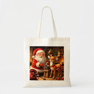 Cute Santa and Reindeer  Tote Bag