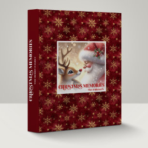 Cute Santa and Rudolph Holiday Memory Album Ring Binder