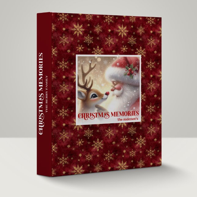 Cute Santa and Rudolph Holiday Memory Album Ring  Binder (Cute Santa and Rudolph Holiday Memory Album Ring Binder)