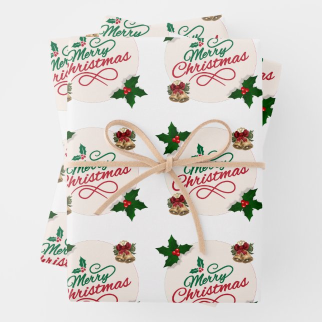 Cute Santa and Snowflake Pattern Christmas Wrappin Wrapping Paper Sheet (In situ)