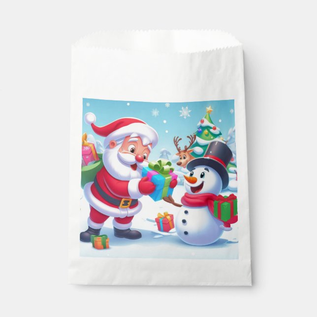 Cute Santa and Snowman  Favour Bag (Front)