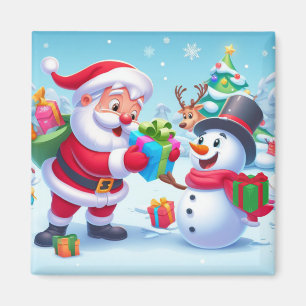 Cute Santa and Snowman Magnet