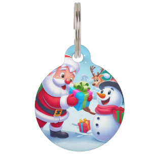 Cute Santa and Snowman Pet Tag