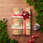 Cute Santa and Surfboards Beach Surfing Christmas Wrapping Paper<br><div class="desc">This holiday Warmest Wishes Christmas wrapping paper features a cute beach scene with Santa,  surfboards,  a sand snowman,  seagulls,  palm trees decorated with festive holiday lights and in the background the sun is setting over the water.  -</div>