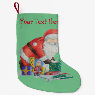 Cute santa and toys wrapping Christmas gifts Small Christmas Stocking