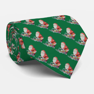 Cute santa and toys wrapping Christmas gifts Tie
