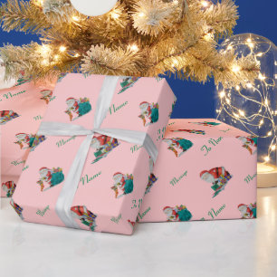 Cute santa and wrapped parcels for Christmas Wrapping Paper