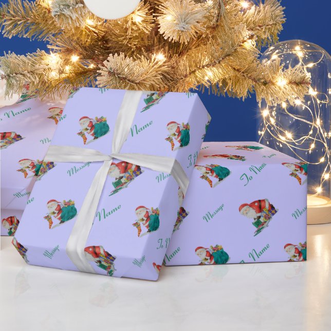 Cute santa and wrapped parcels for Christmas Wrapping Paper (Holidays)