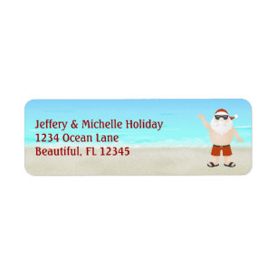 Cute Santa at the Beach Christmas Holiday Address