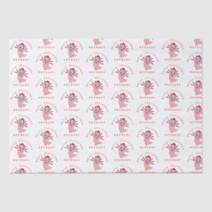 Cute Santa Axolotl Pattern Name Merry Christmas  Tissue Paper