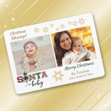 Cute Santa Baby Photo Announcement Christmas