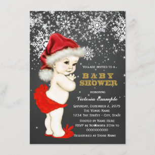 Cute Santa Baby Snowflake Baby Shower Invitation