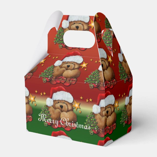 Cute Santa Bear Christmas Gable Favour Box 2 (Front Side)