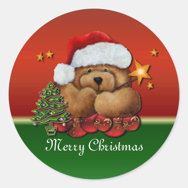 Cute Santa Bear Christmas Stickers (Front)