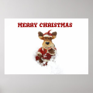 Cute Santa Bear In The Snow Poster