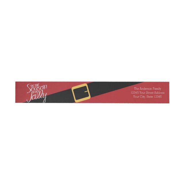 Cute Santa Buckle for Christmas Cards Wrap Around Label (Individual)