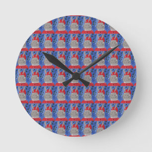 Cute Santa Bunny Round Clock