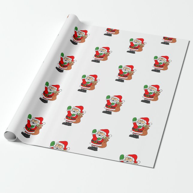 Cute Santa Cartoon Christmas Wrapping Paper (Unrolled)