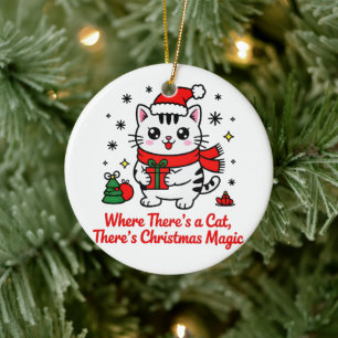  Cute Santa Cat Christmas - Holiday Tree Decor Ceramic Ornament