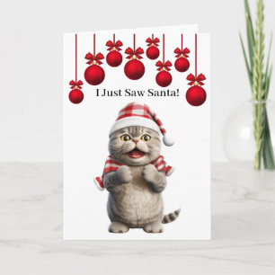 Cute Santa Cat Greeting Card