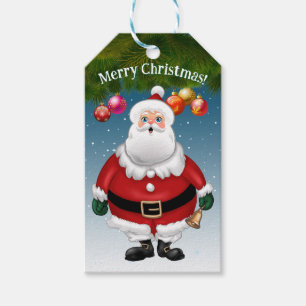 Cute Santa Celebrating Christmas Gift Tags