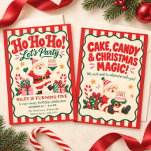 Cute Santa Christmas Birthday Red Green Stripes
