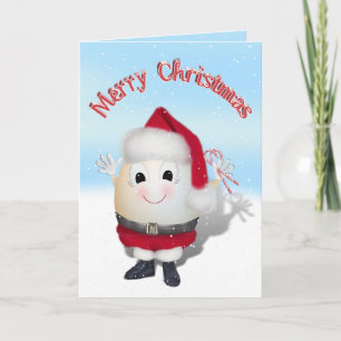 Cute Santa Christmas Egg Holiday Card