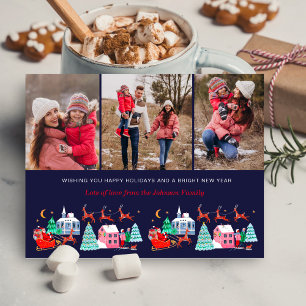 Cute Santa Christmas Holiday 3 Photos Card
